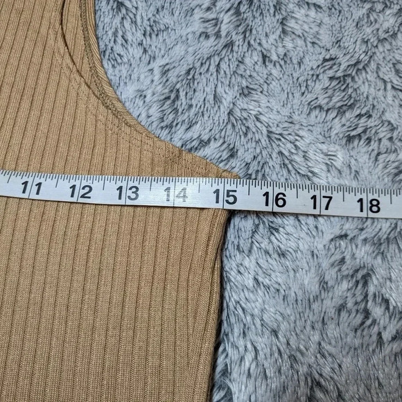 Reformation Tan Brown Dress Maje Ribbed Knit Midi Sleeveless Medium - Picture 8 of 9